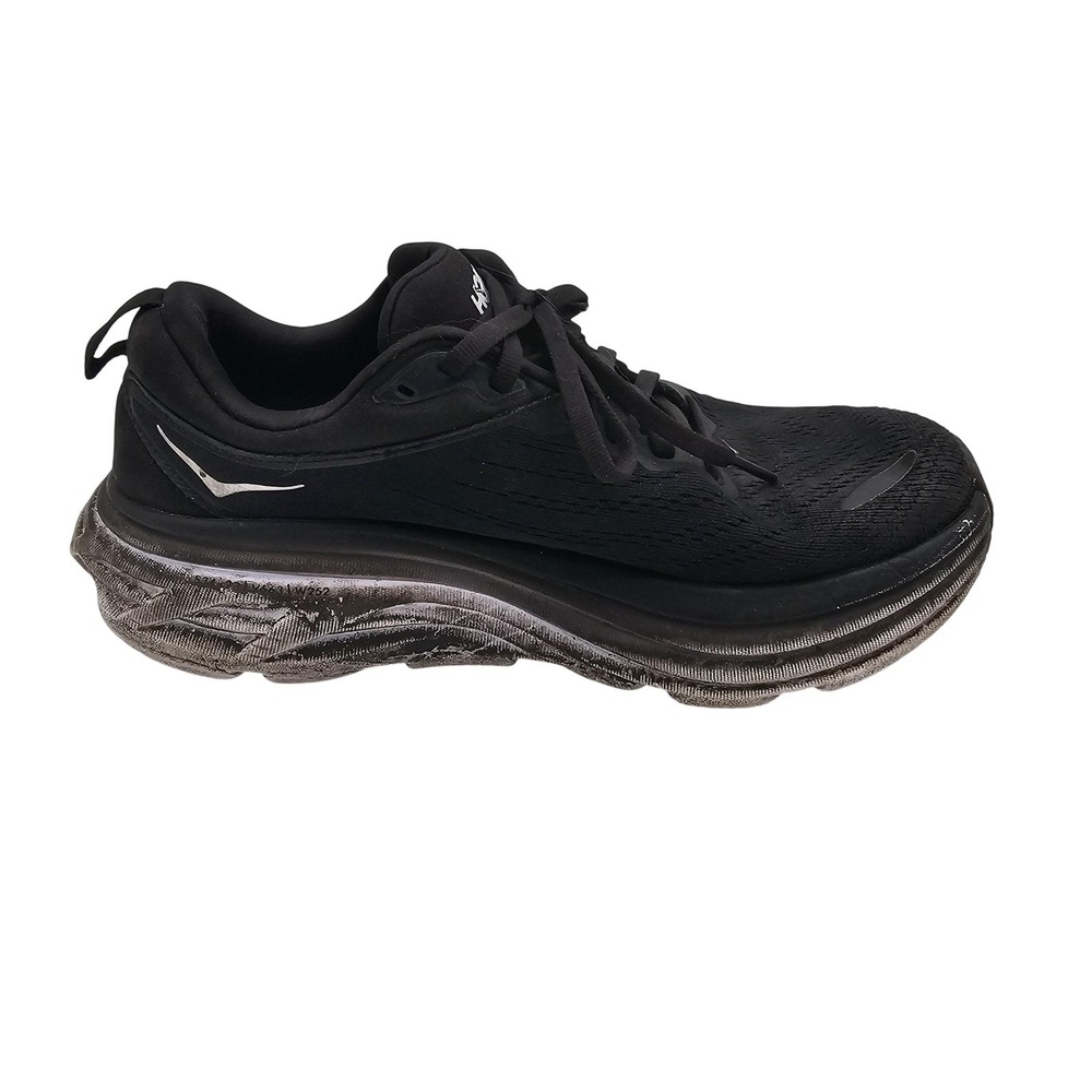 Hoka One One Bondi 8 Shoes Womens Size 7.5 Black Running Sneakers 1127952-BWHT